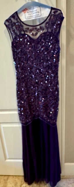 Pretty Guide 1920’s Dress Sequin Gatsby Inspired S Purple Trumpet Illusion Neck