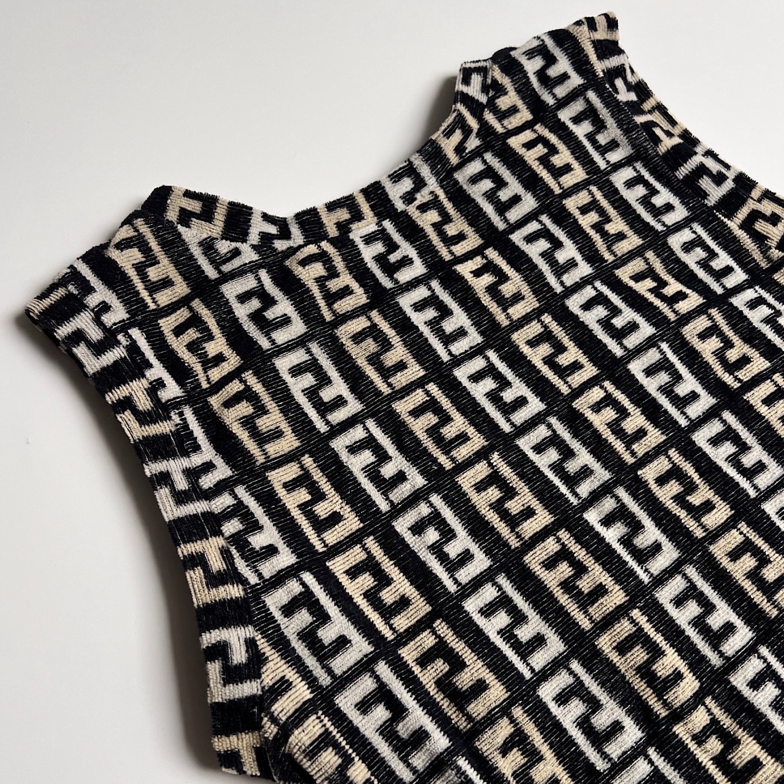 Fendi Zucca Dress Logo Monogram Towelling Vintage Zucchino FF Monogram Black