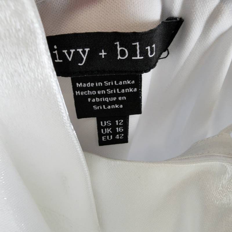 Ivy + Blu Pleated Bustier Peplum Mini Dress Women’s 12 Ivory Back Zip Closure