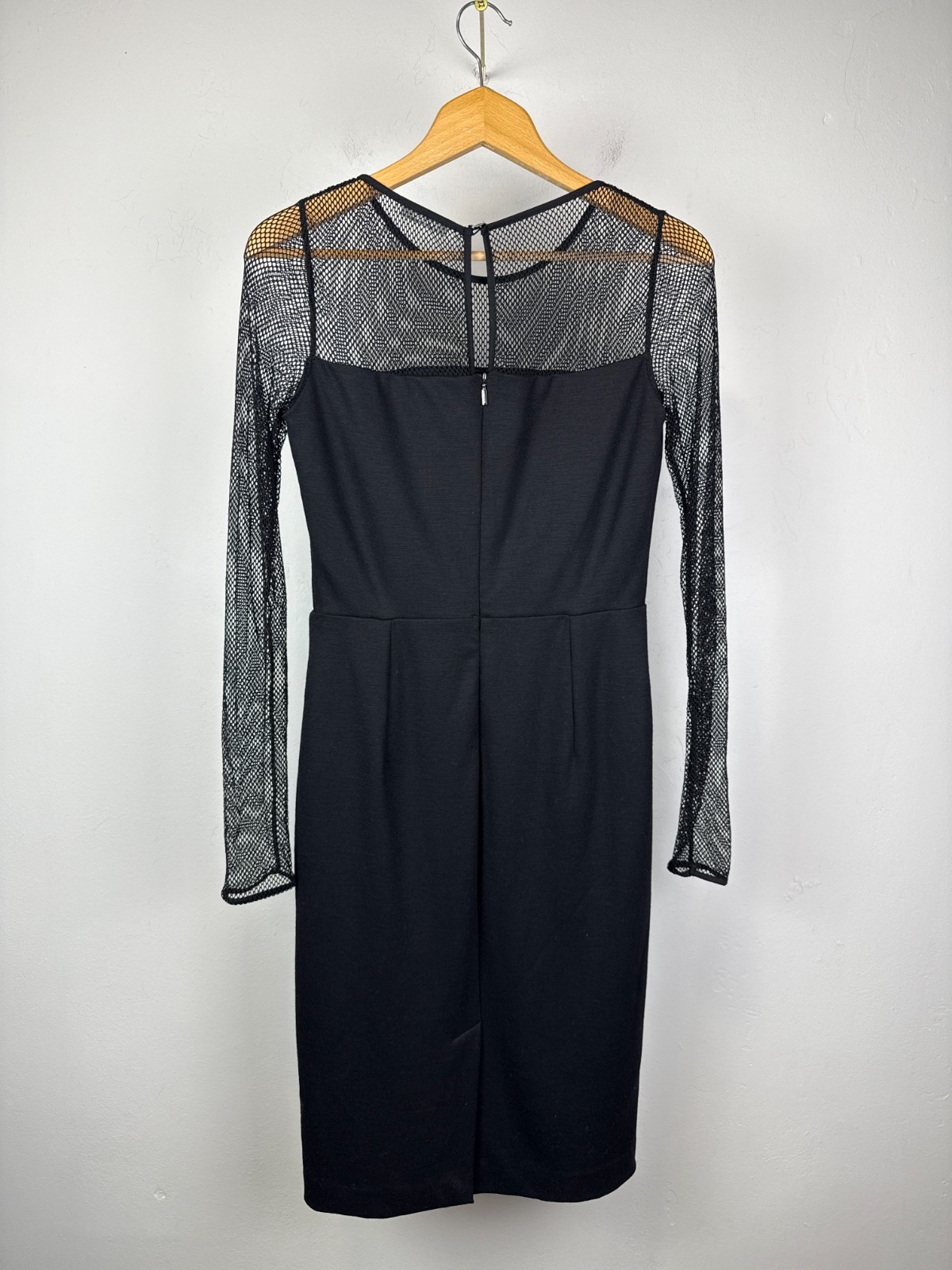 Max Mara Omelia Fishnet Wool Nlend Jersey Dress Midi Black EU 42 Size