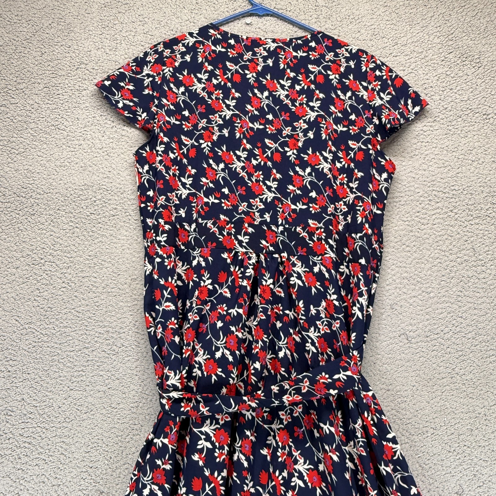 ECOWISH Womens High Split V Neck Short Sleeve Wrap Dress Red Floral Size L