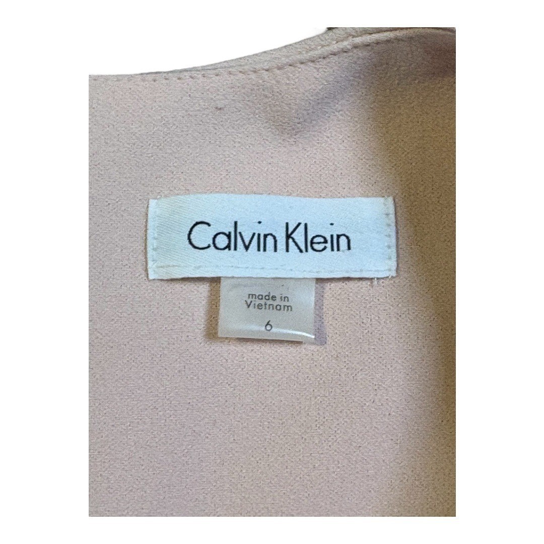 Calvin Klein Sheath Dress Size 6 Black Pink Red Colorblock Sleeveless Knee