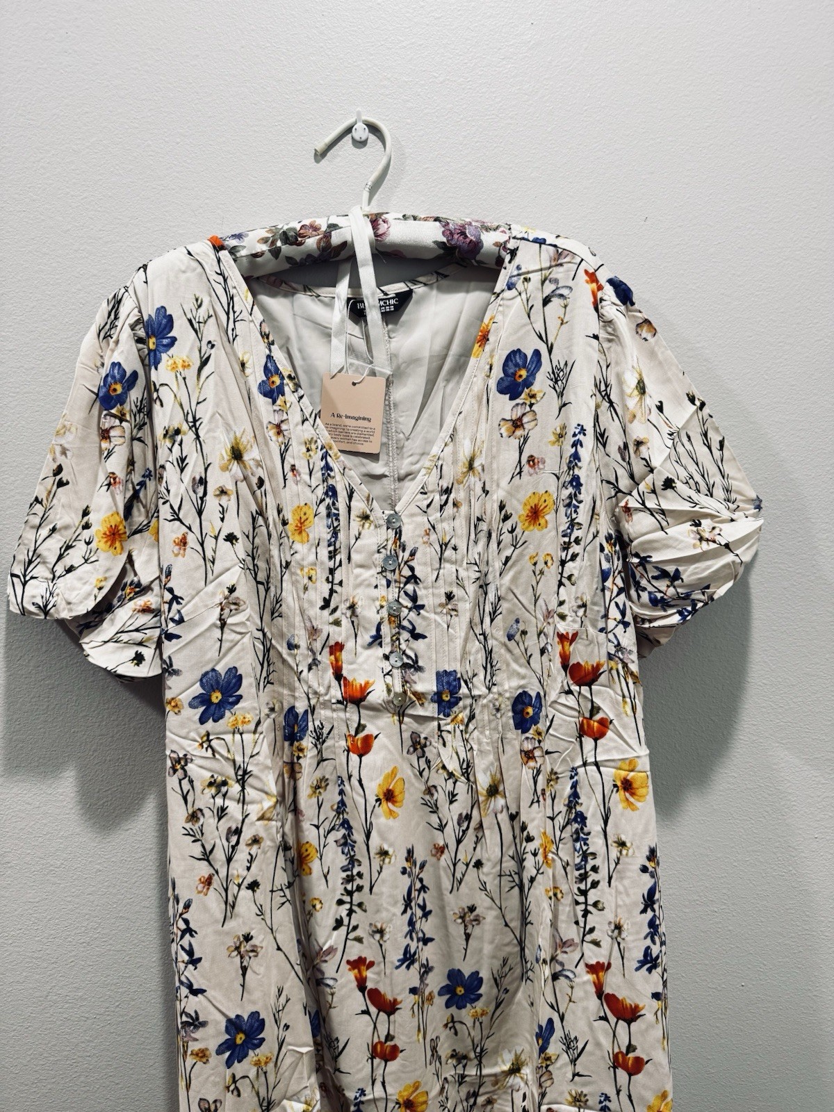 Bloomchic Multicolor Floral Print Dress 22/24 Whimsical Garden Party NEW Pockets
