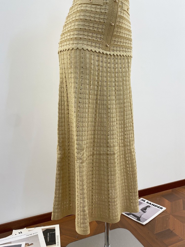 🎁AUTHENTIC Sandro Women Round Neck Rhinestone Crochet Knitted Evening Dress SML