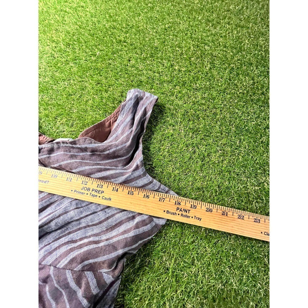 Sundance Size 4 Brown Gray Striped Maxi Dress 100% Linen lined