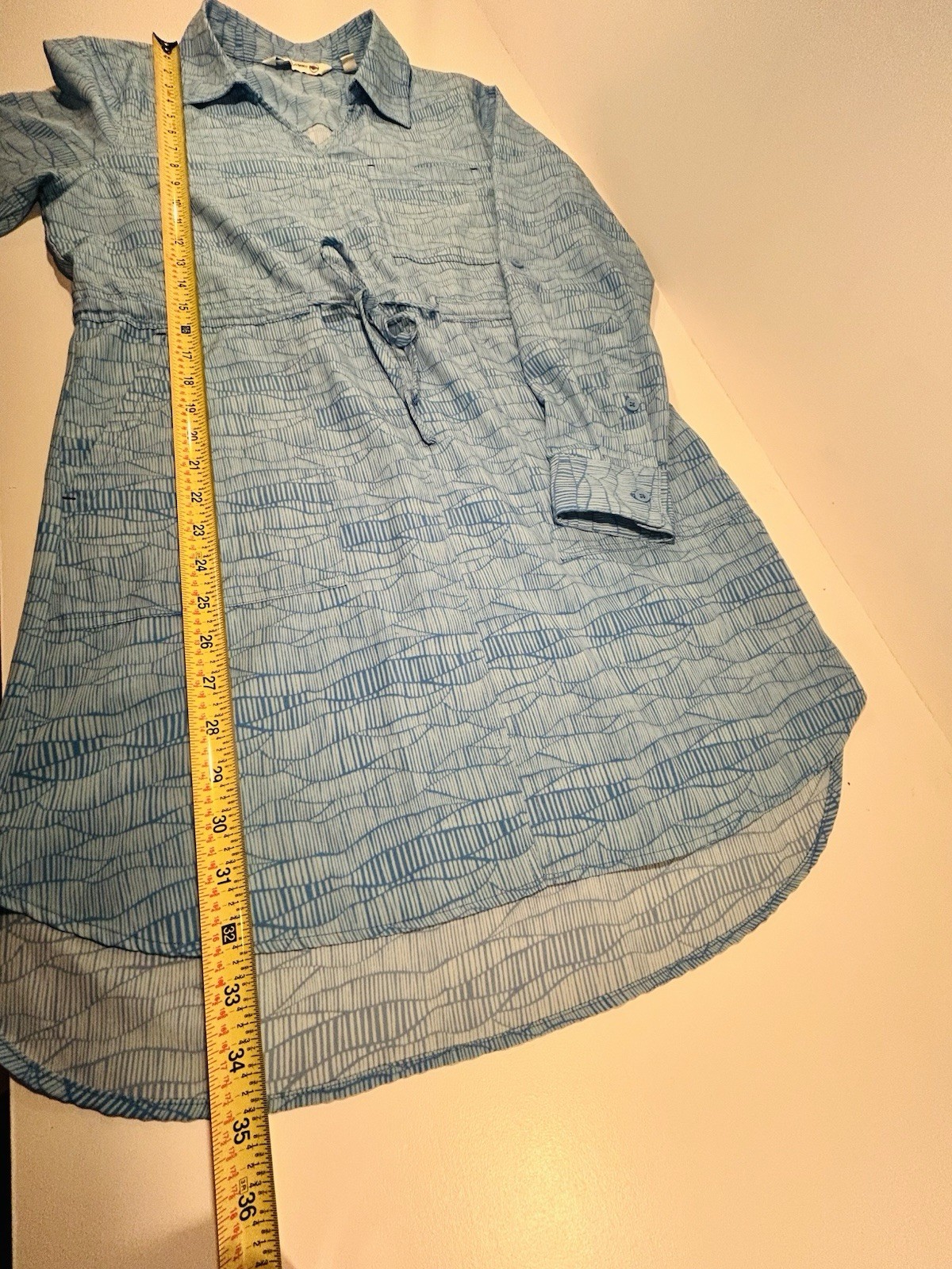 Shore To Summit Small Blue Geometric Print Tunic Dress Travel Hiking Shirt Dress