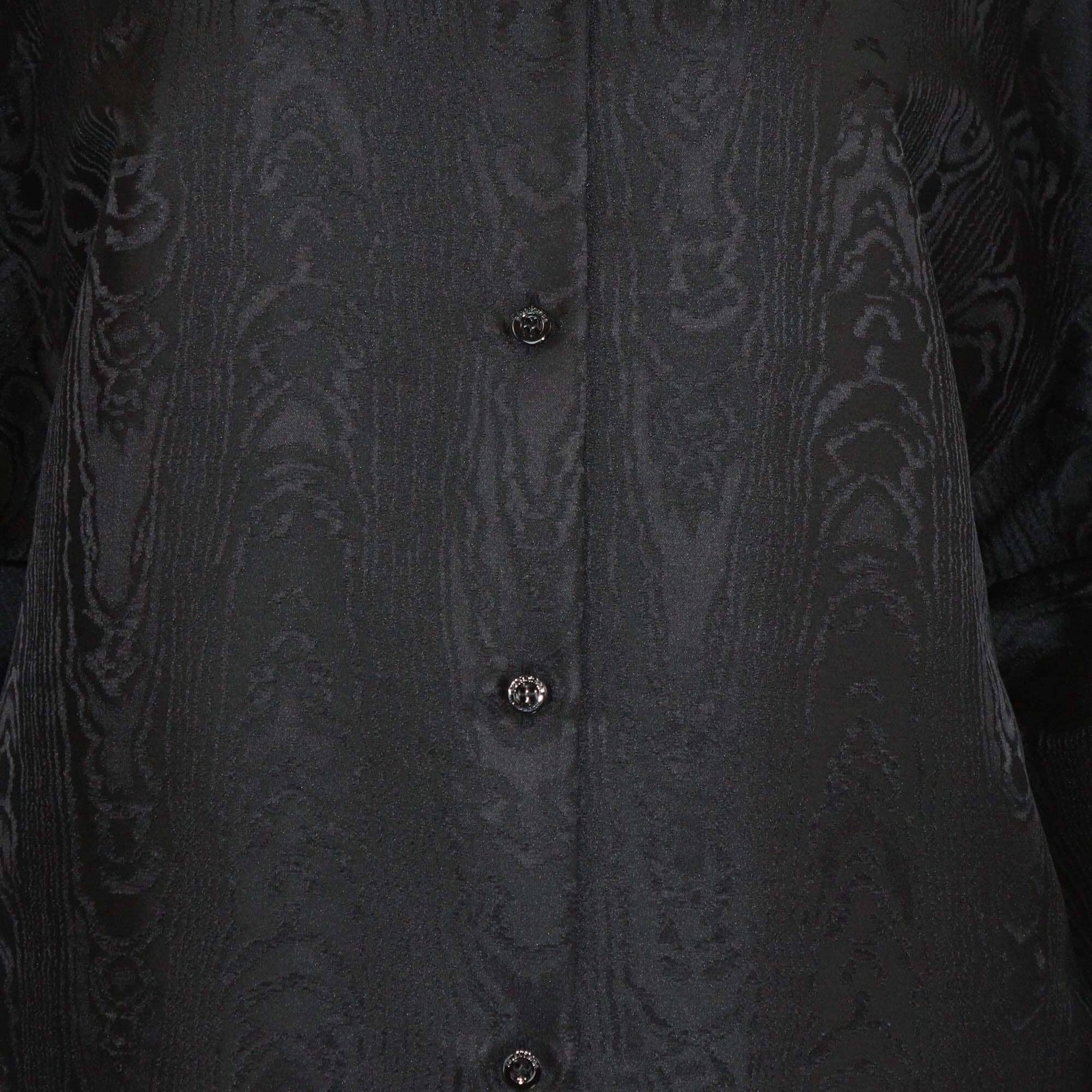 Balenciaga Black Jacquard Pattern Long Sleeve Midi Shirt Dress
