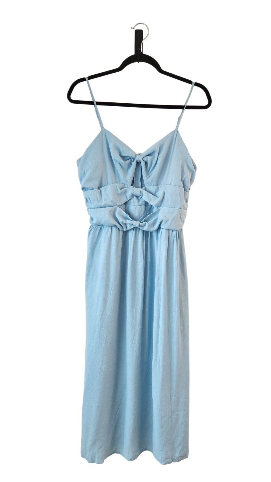 Altar’d State Bella Bow Blue Midi Dress Sleeveless Adjustable Summer Women’s L