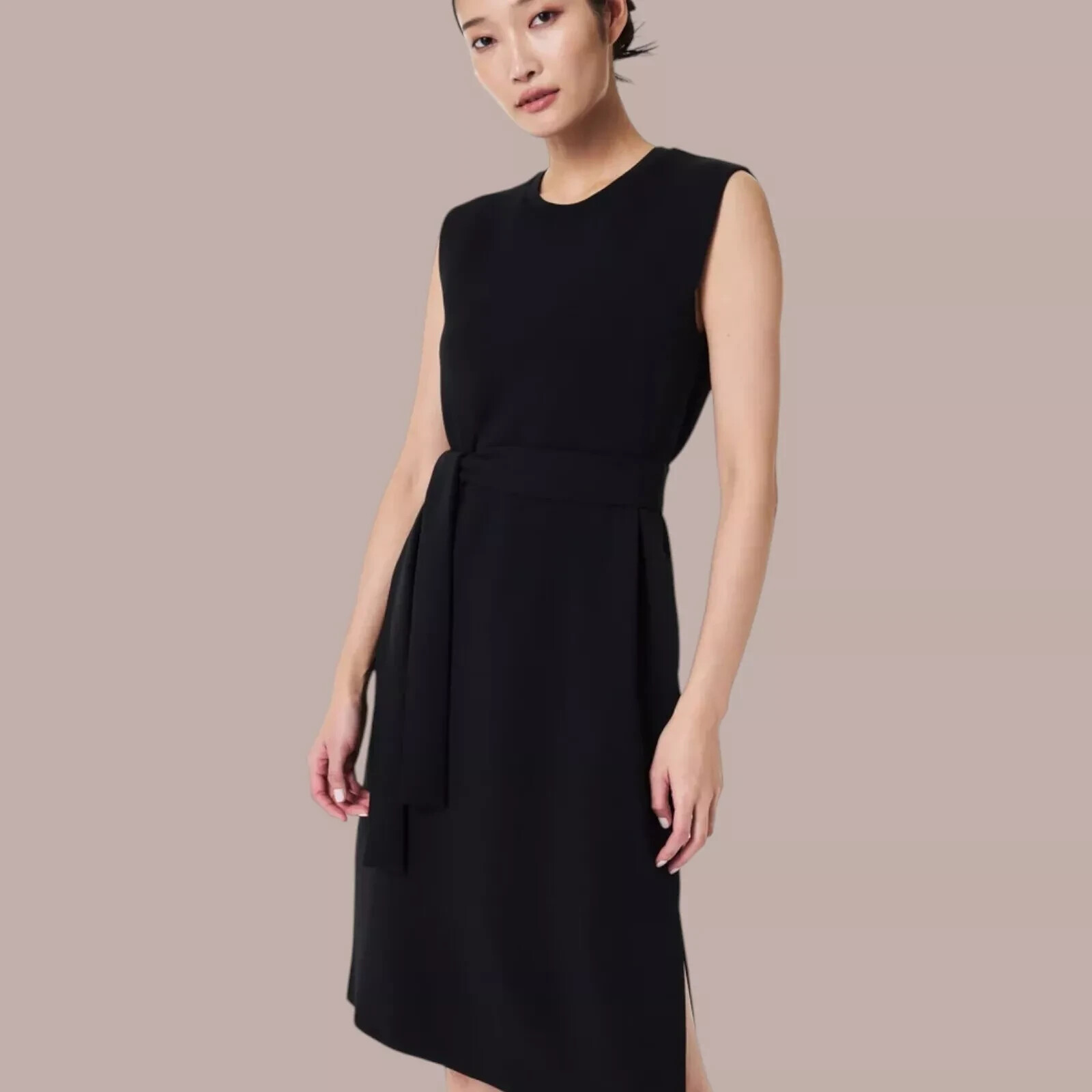 SPANX AirEssentials Black Tie Waist Butter Soft Stretch Knit Tank Dress XL 14/16