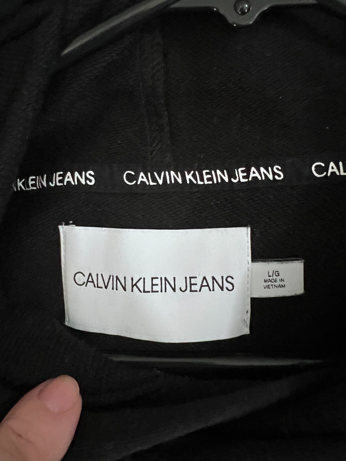 Calvin Klein Jeans Black Monogram Sweatshirt Hoodie Dress Sz L