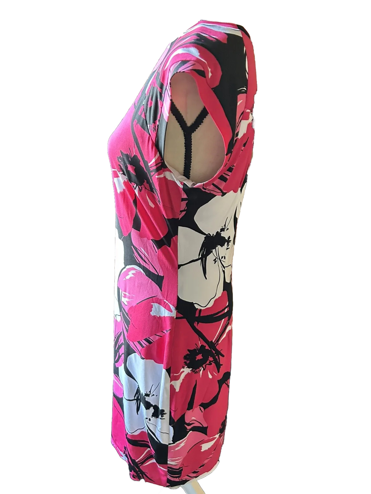 👗🌸CACHE Dress Sheath Bodycon Black Pink White Sleeveless Stretch Women 10
