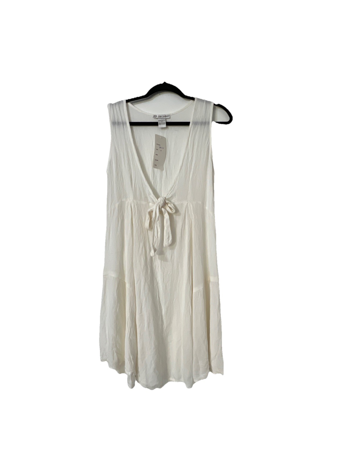 Cute Options Sz S Yvory Tiered Rayon Midi Cover Up Sundress Tie Front Babydoll