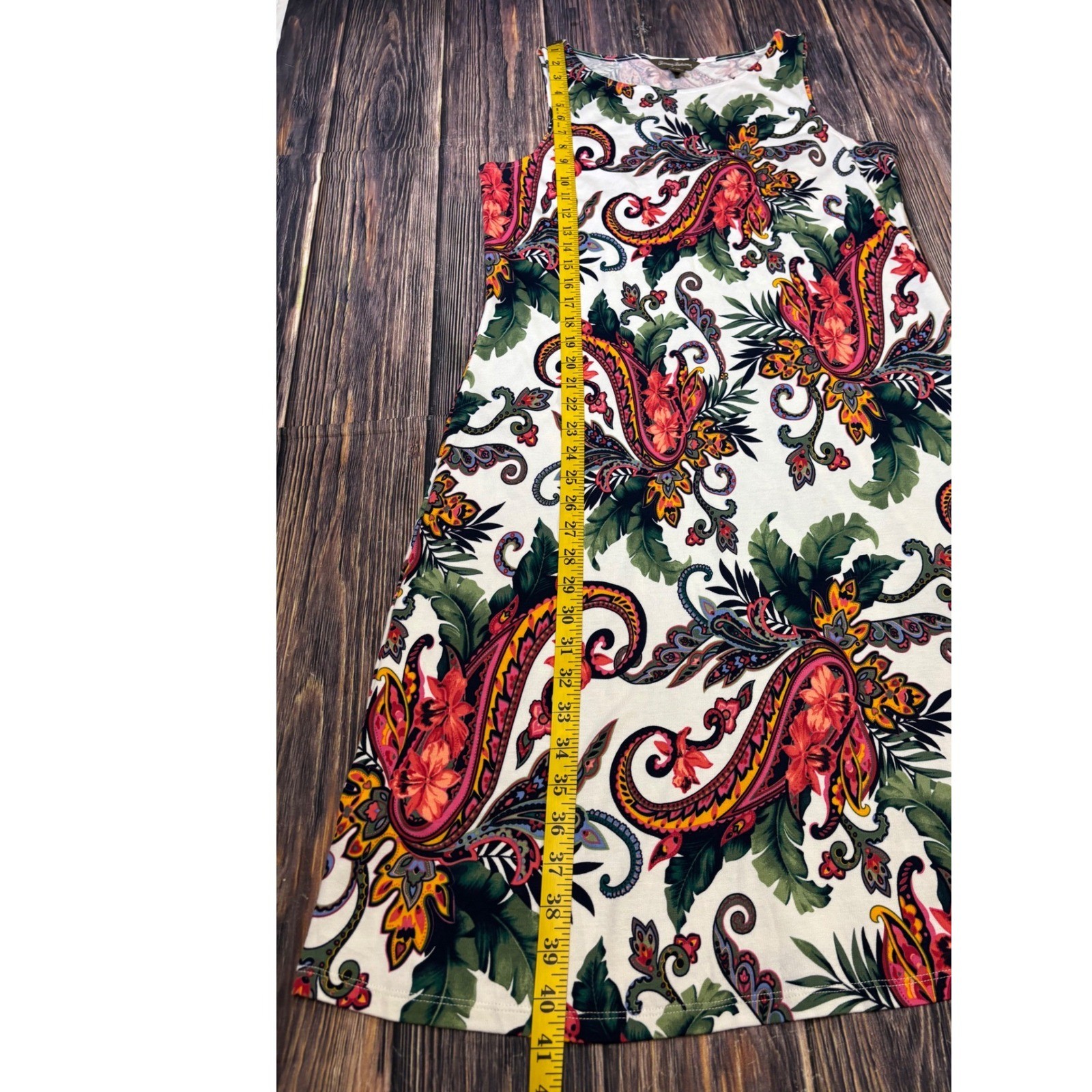 Tommy Bahama Dress Womens L White Red Green Tropical Paisley Sleeveless Shift