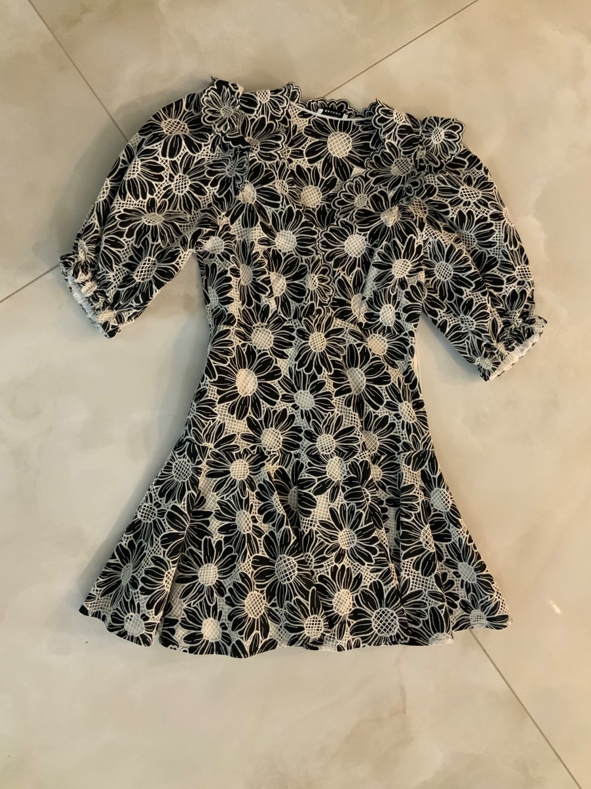 SANDRO PARIS WOMENS BLACK/WHITE LACED DRESS SIZE 36 (X-SMALL ) NEW MADE TUNISIA