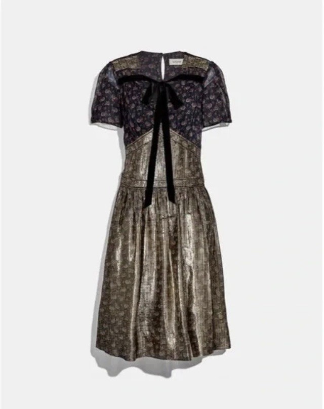 COACH 1941 Floral Print Metallic Silk/Velvet Size 0