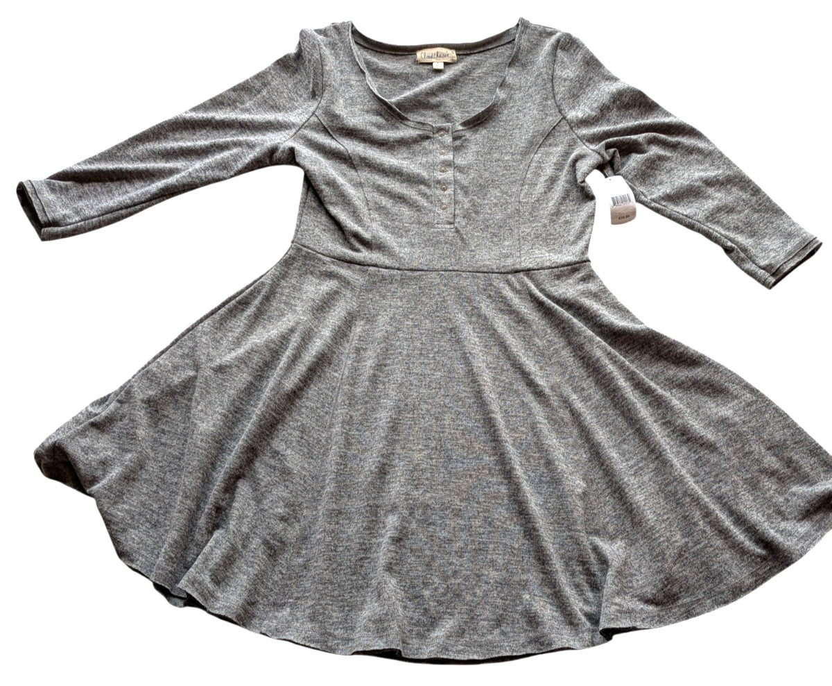 NEW Cloud Chaser Gray Sweater Mini Dress Tunic Winter Fashion Size L