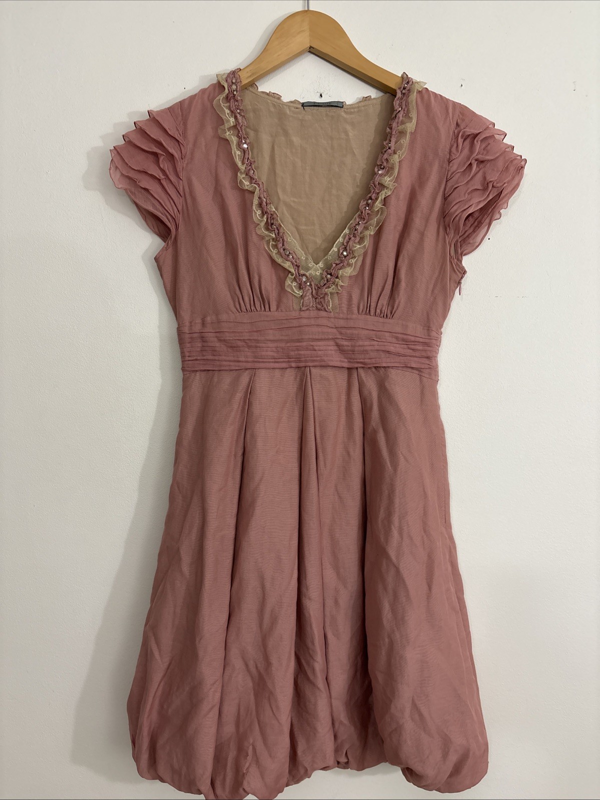Elie Tahari Pleated Knee Length Dress Cotton/Silk Women’s Small