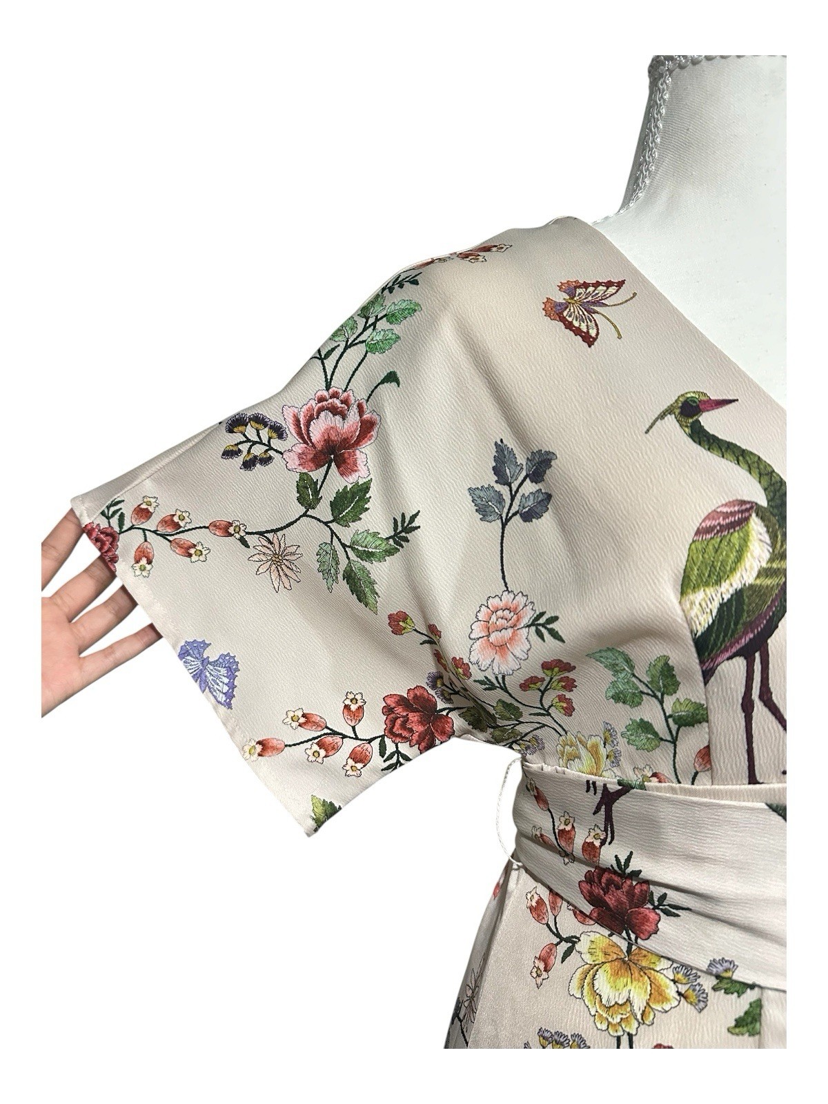 Ivory Avian Floral Wrap Kimono Midi Dress by dRA LA Anthropologie