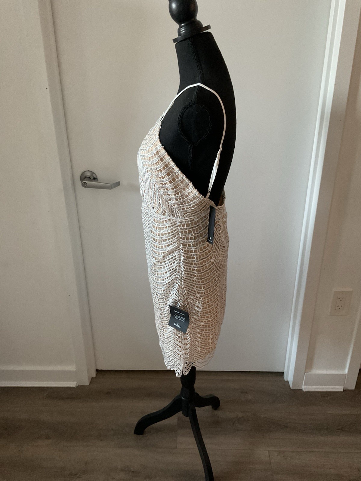 Lulus Lele White And Silver Sequin Mini Dress Size M NWT