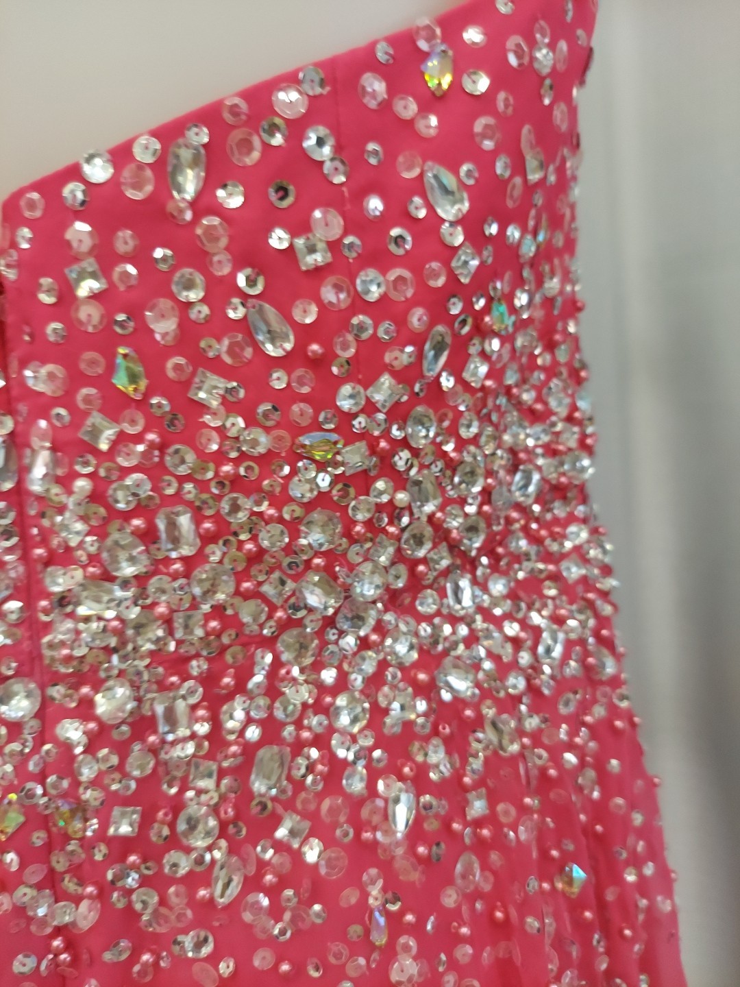**Morilee Sz20 Fushia Pink Dropgem Design Strap Option Prom Dress**gem Sequin**