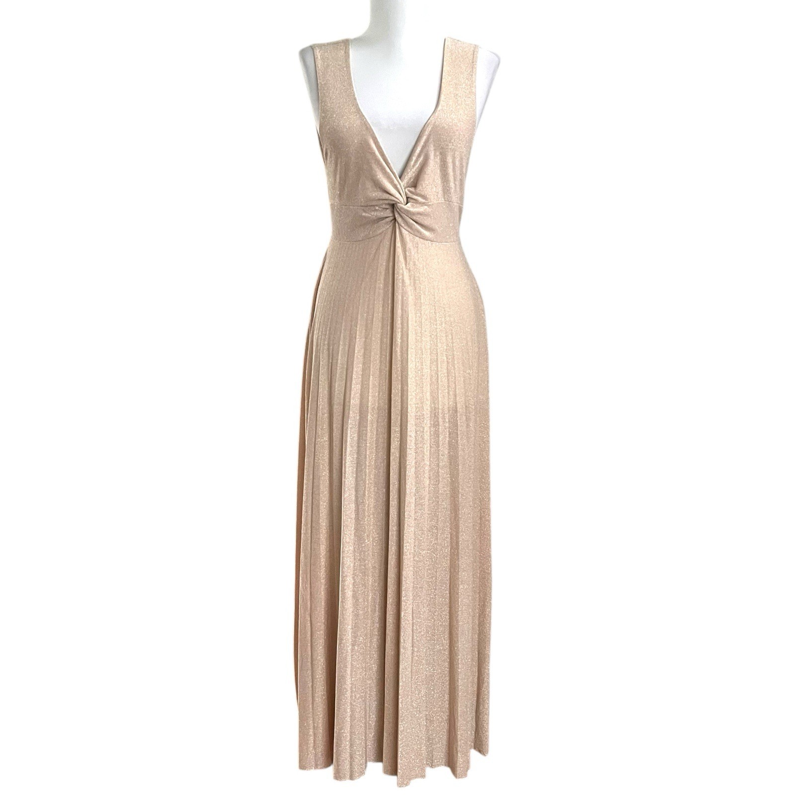 Giannini Gold Shimmer Maxi Dress S Made in Italy Glam Cocktail Party Elegant