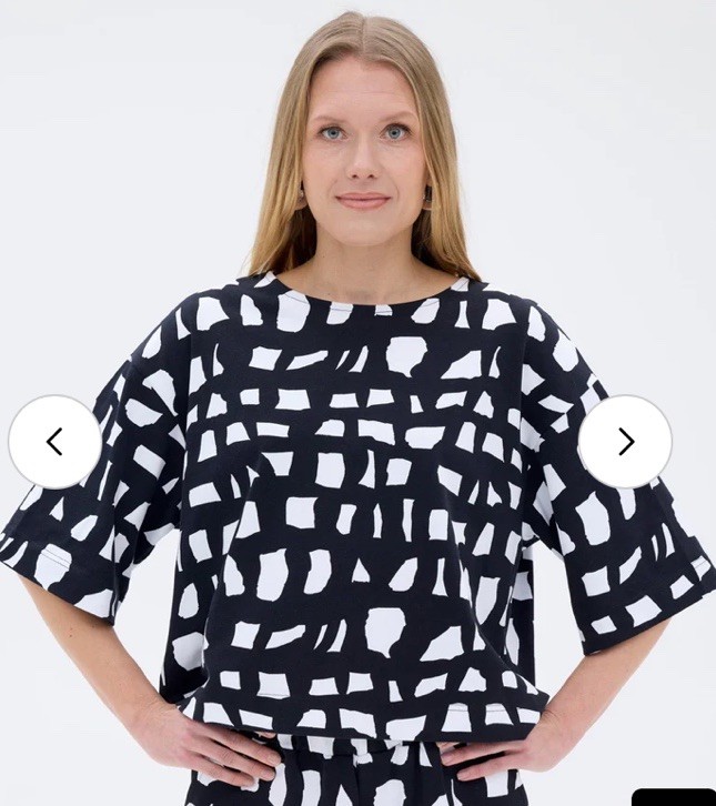 Ratia Bold Tunic, 3/4 Sleeves, Fabric Sash/Belt. Cotton Designed/Made In Finland