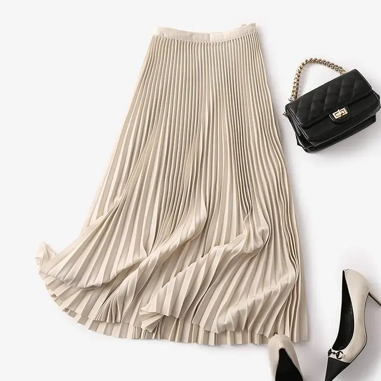 Temperament Jupe Chic Pleated Skirts for Women 2025 Faldas Mujer De Moda High Wa