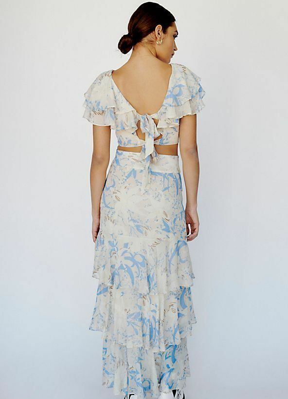 Free People GORGEOUS NWT Size 2 Femme Top Skirt Two Piece Set Blue NEW XS