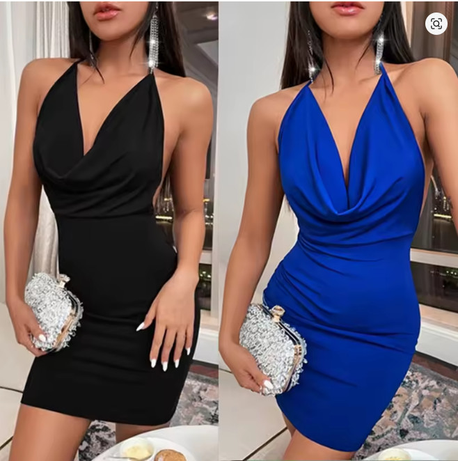 United States women’s spring summer ins fashion sexy open bow halter neck short