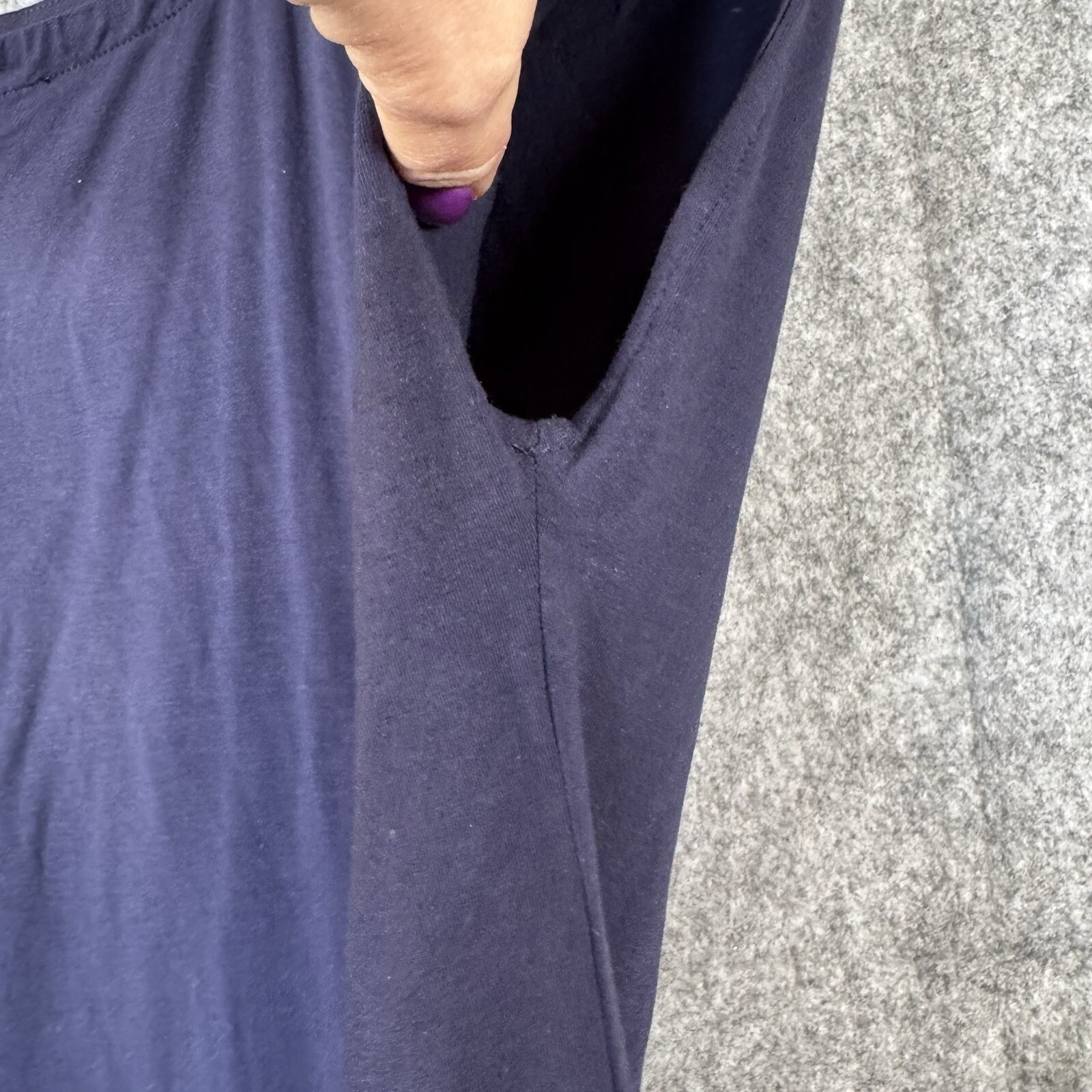 Eileen Fisher Cold Shoulder Jersey Shift Navy Blue Dress Sz Small Coastal Beach