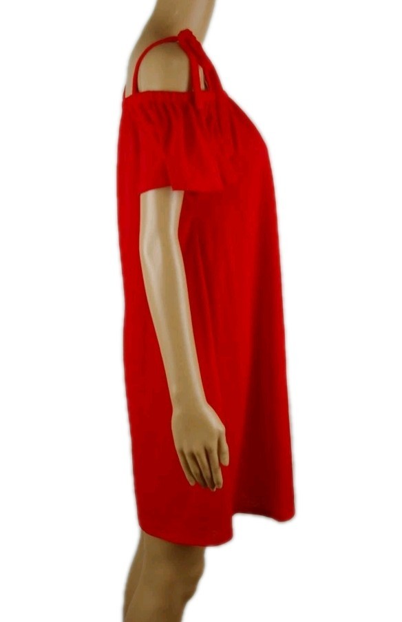 NWOT Green Envelope Solid Red Off the Shoulder Shift Dress Women’s Size Medium