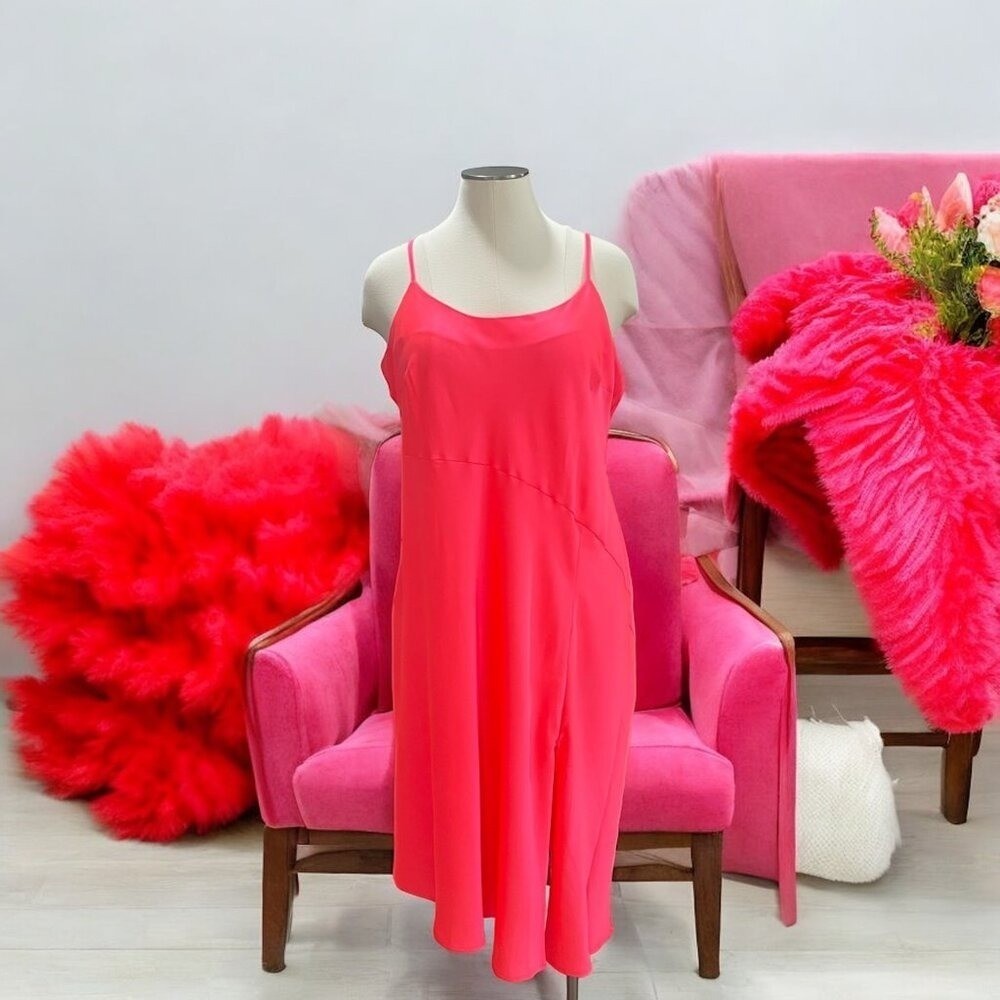 A New Day Pink Dress 2XL Asymmetrical Silky Flowy Party Festival Summer Beach