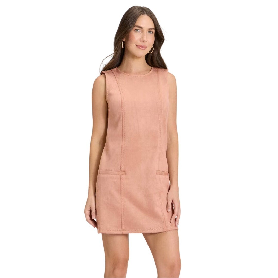 A New Day Women’s Light Pink Faux Suede Sleeveless Shift Dress Size 6