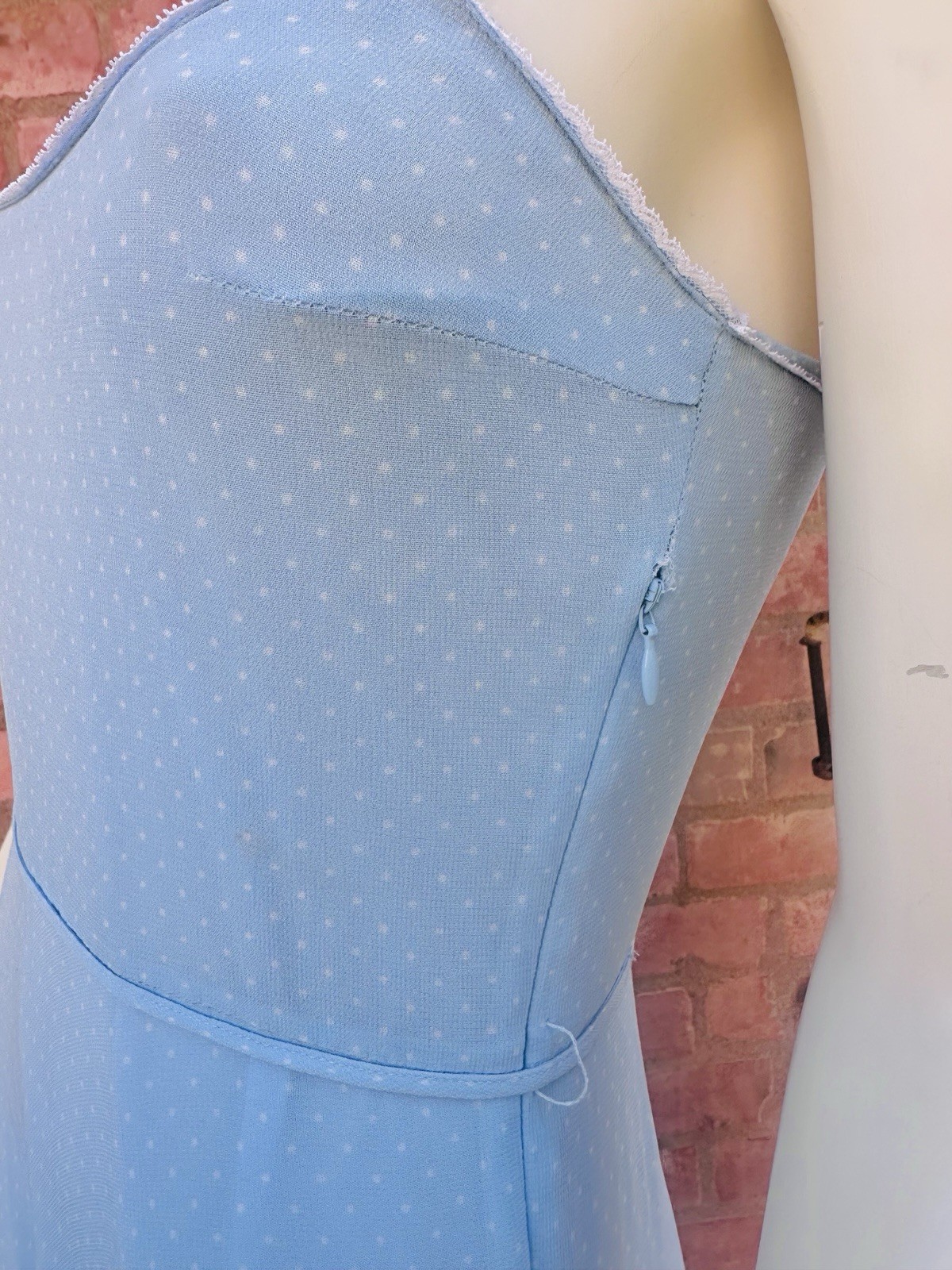 Vintage 2000s BluGirl Blumarine Blue Polka Dot Rayon Slip Dress I40 Y2K Gem💎