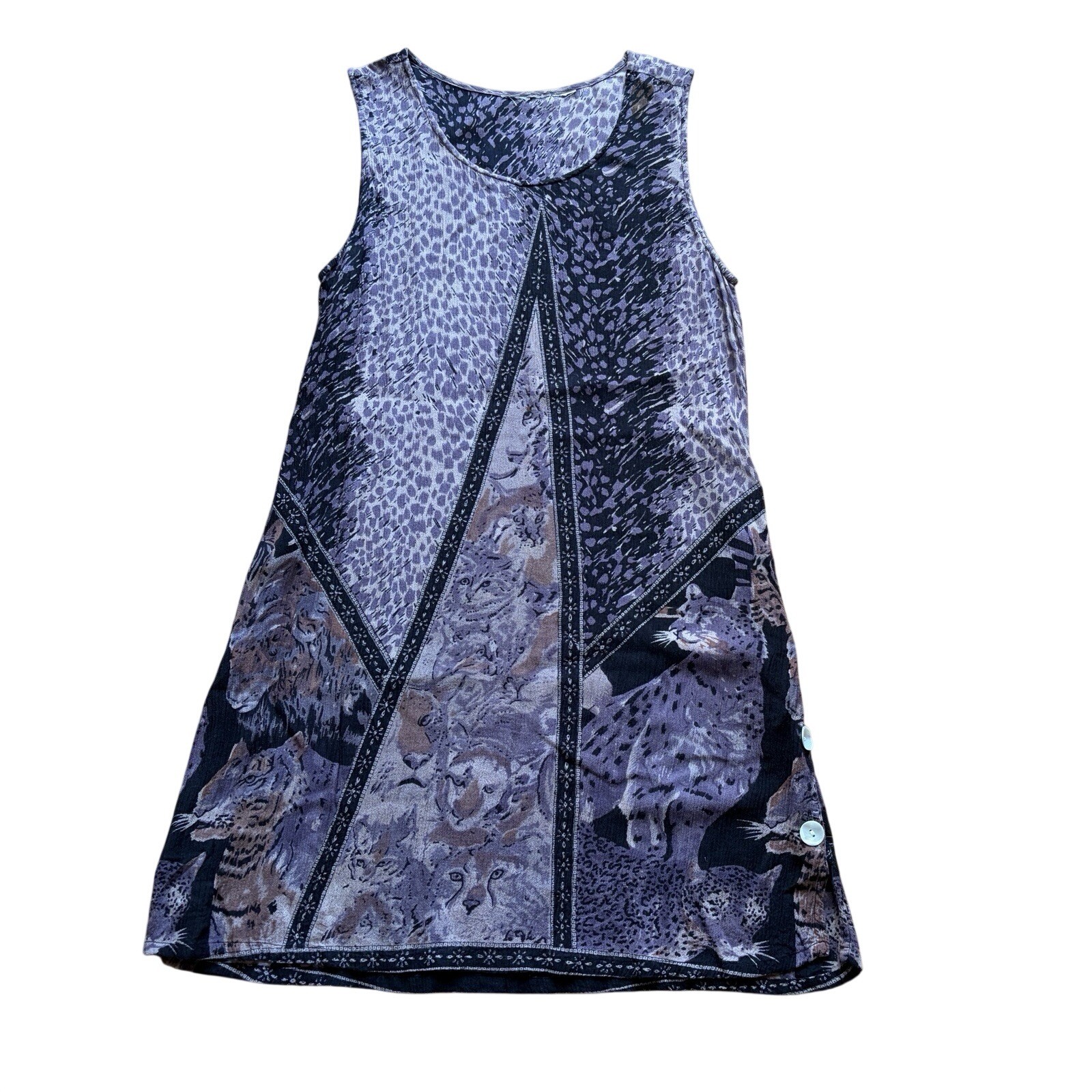 Tiger Leopard Wild Cat Dress Womens S Small Knee Length Artsy Boho Flaw Read