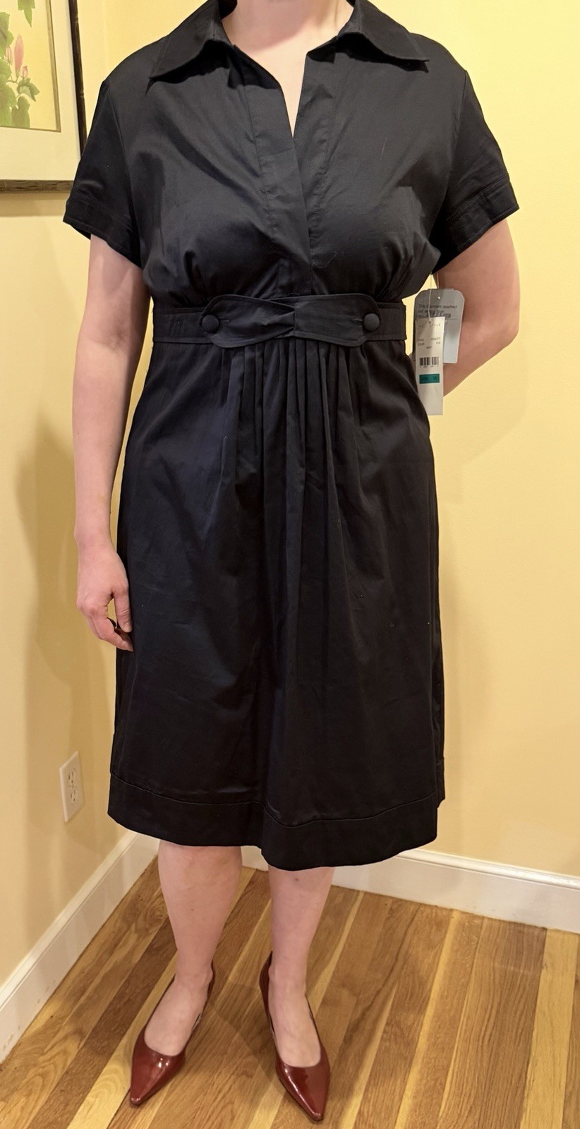 NEW PS…Style Women’s Dark Blue Cotton Dress, Artfully Crafted, Size 16.