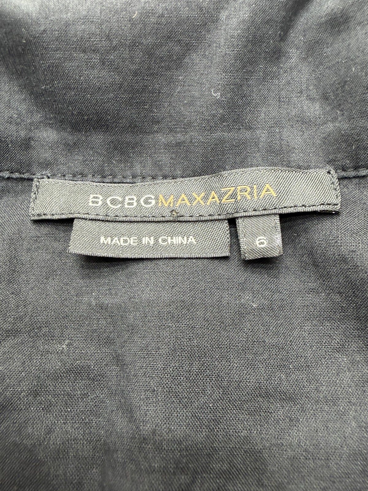 BCBGMAXAZRIA Dress Womens 6 Black Eyelet Wrap A Line V Neck Short Sleeve Floral