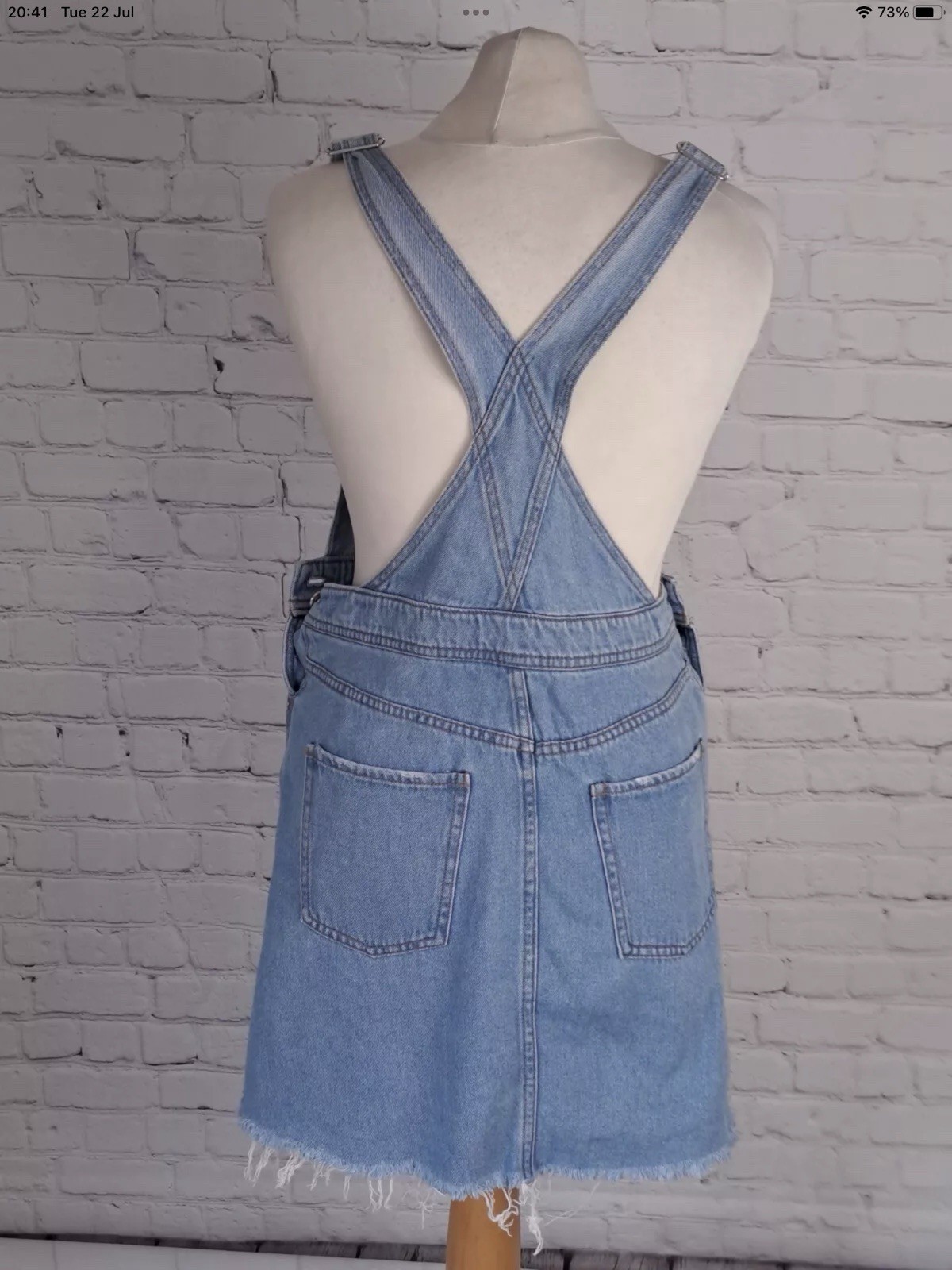 Women’s H&M Blue Denim Pinafore Dungaree Dress Size 10