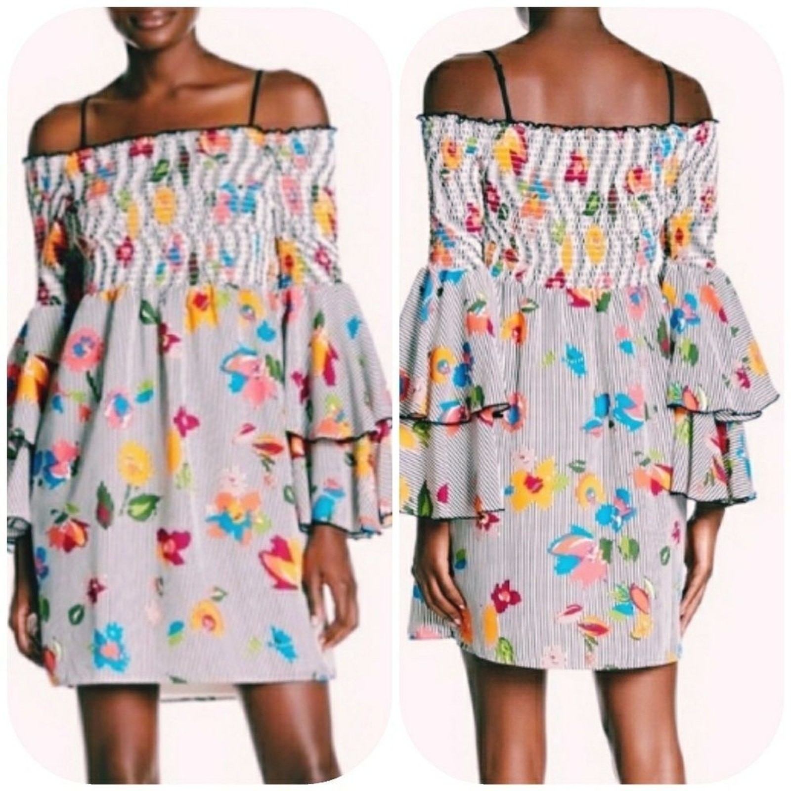 Nicole Miller Layered Cold Shoulder LongSle Dress