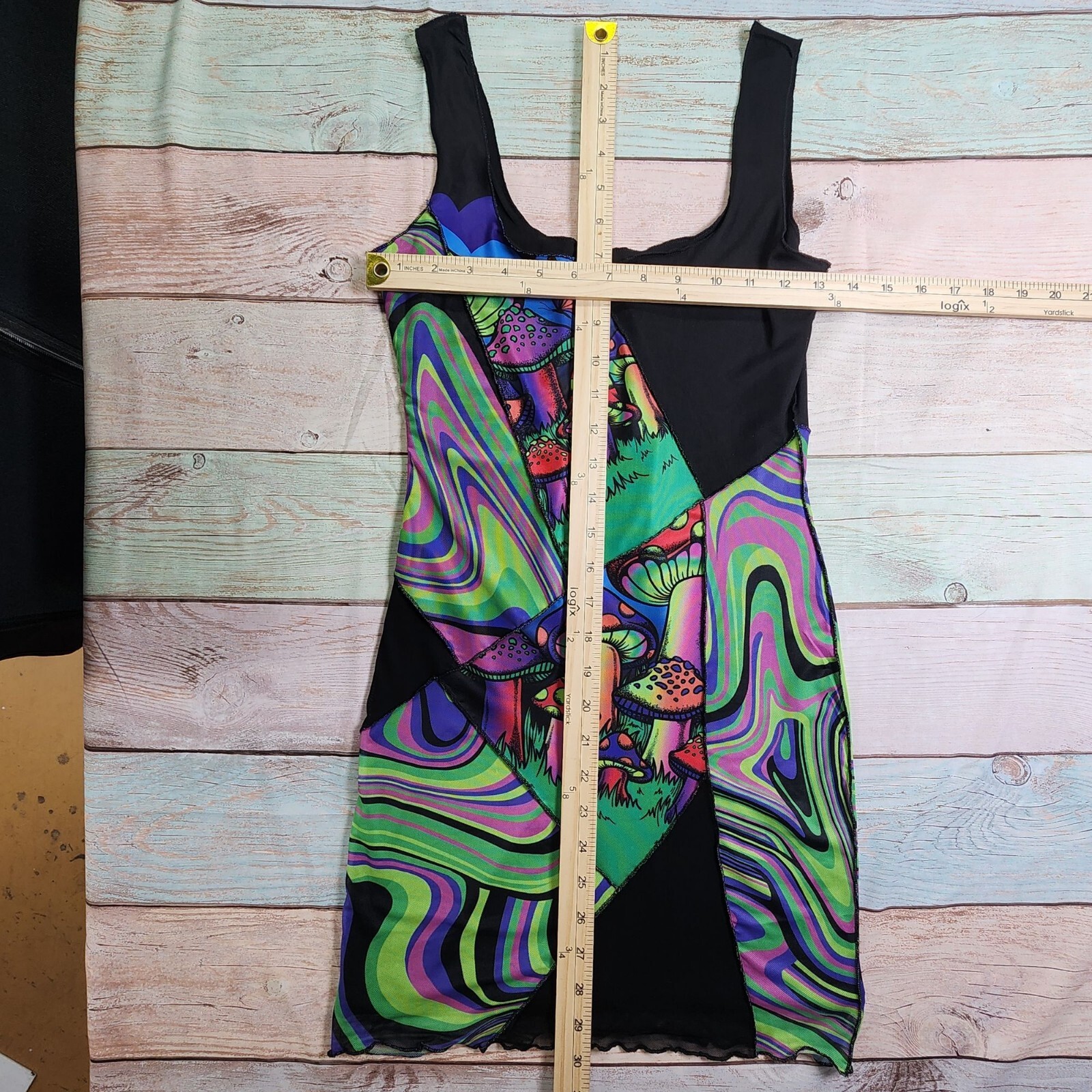 Psychedelic Mushroom Print Bodycon Dress By Current Mood XS