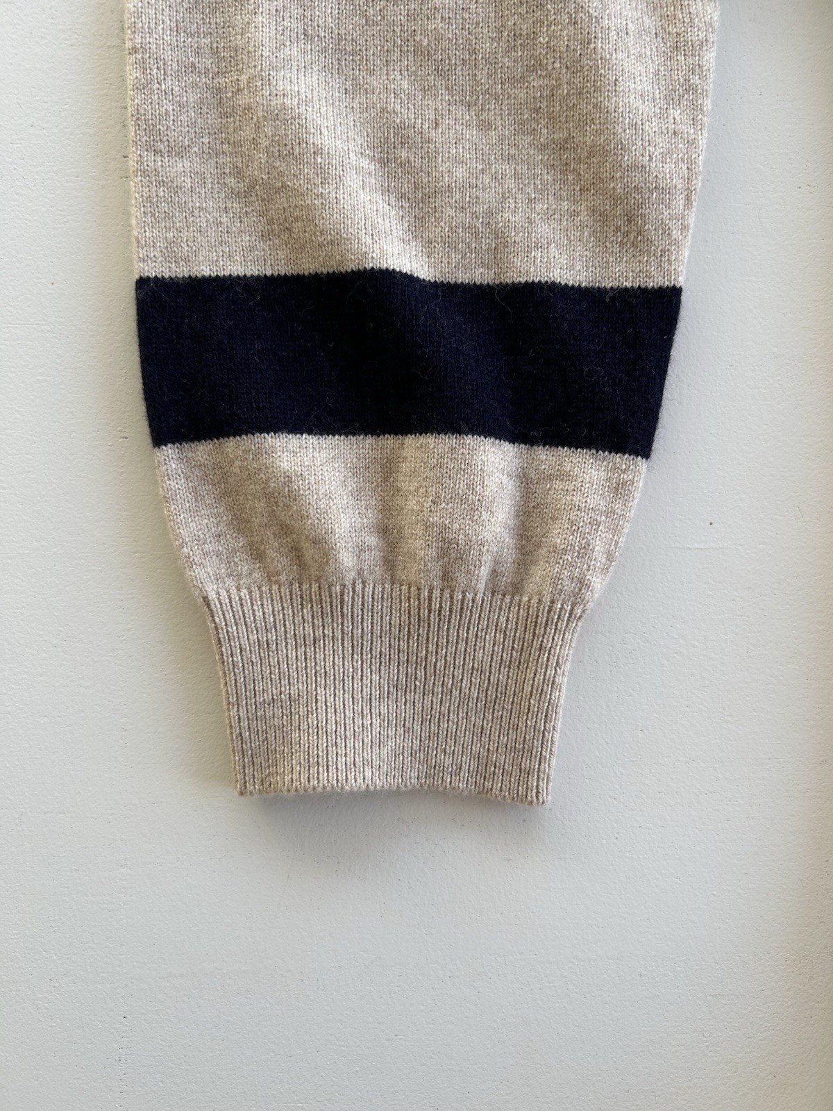 Ted Baker Knit Wool Cashmere Blend Sweater Dress Chevron Tan Navy Women’s Size 3