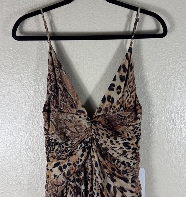 Michael Costello × REVOLVE Natalia Gown in Brown Animal Medley Size S