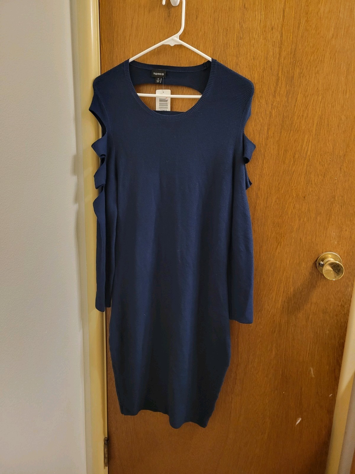 Torrid 0 Dress Plus 0 Blue Long Sleeved Cut Outs Slim Fit Brand New With Tags