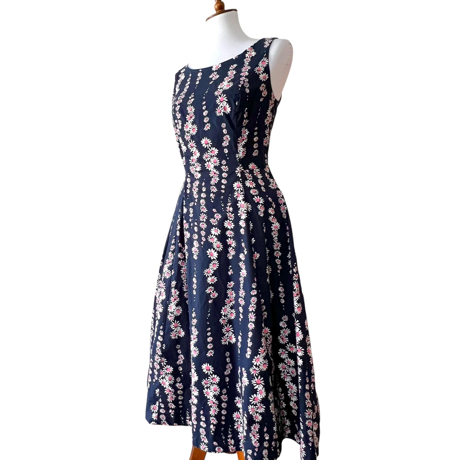 Boden Small Dress Cotton 4 Retro Classic Wedding guest 50s Pinup Cottage Daisies