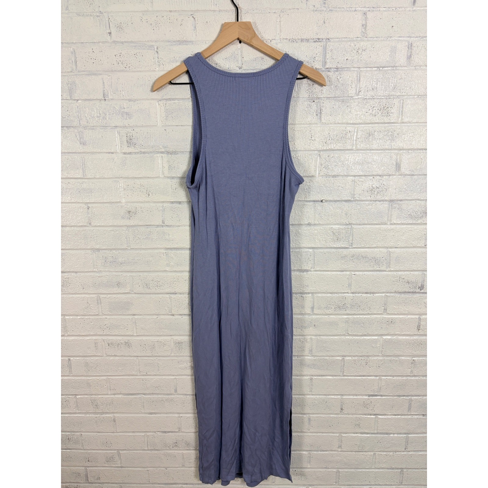Beyond Yoga Formation Tank Dress Womens L Periwinkle Blue Ribbed Side Slit