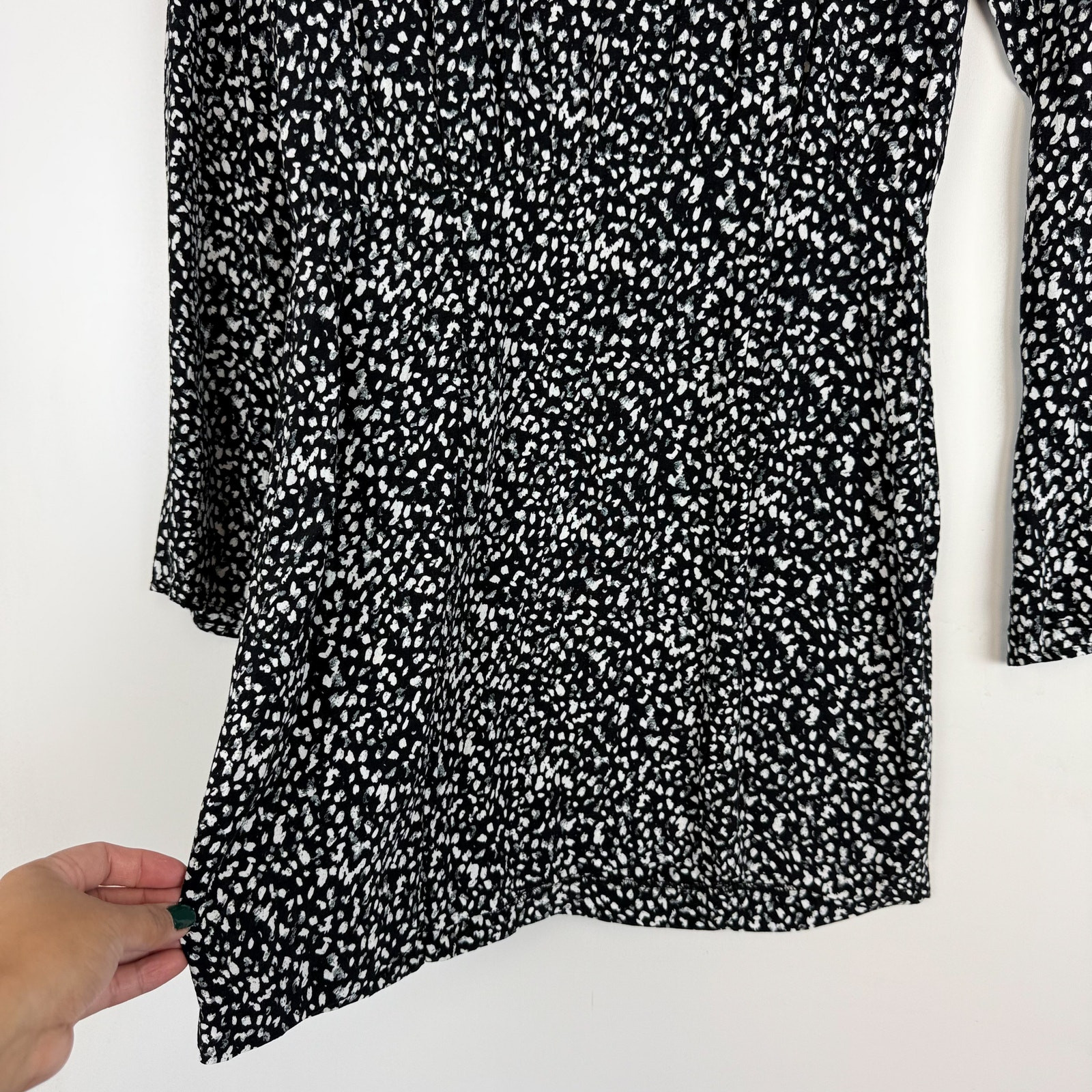 Zara Womens Size S Mini Fit & Flare Shoulder Pad Dress Black White Spotty Print