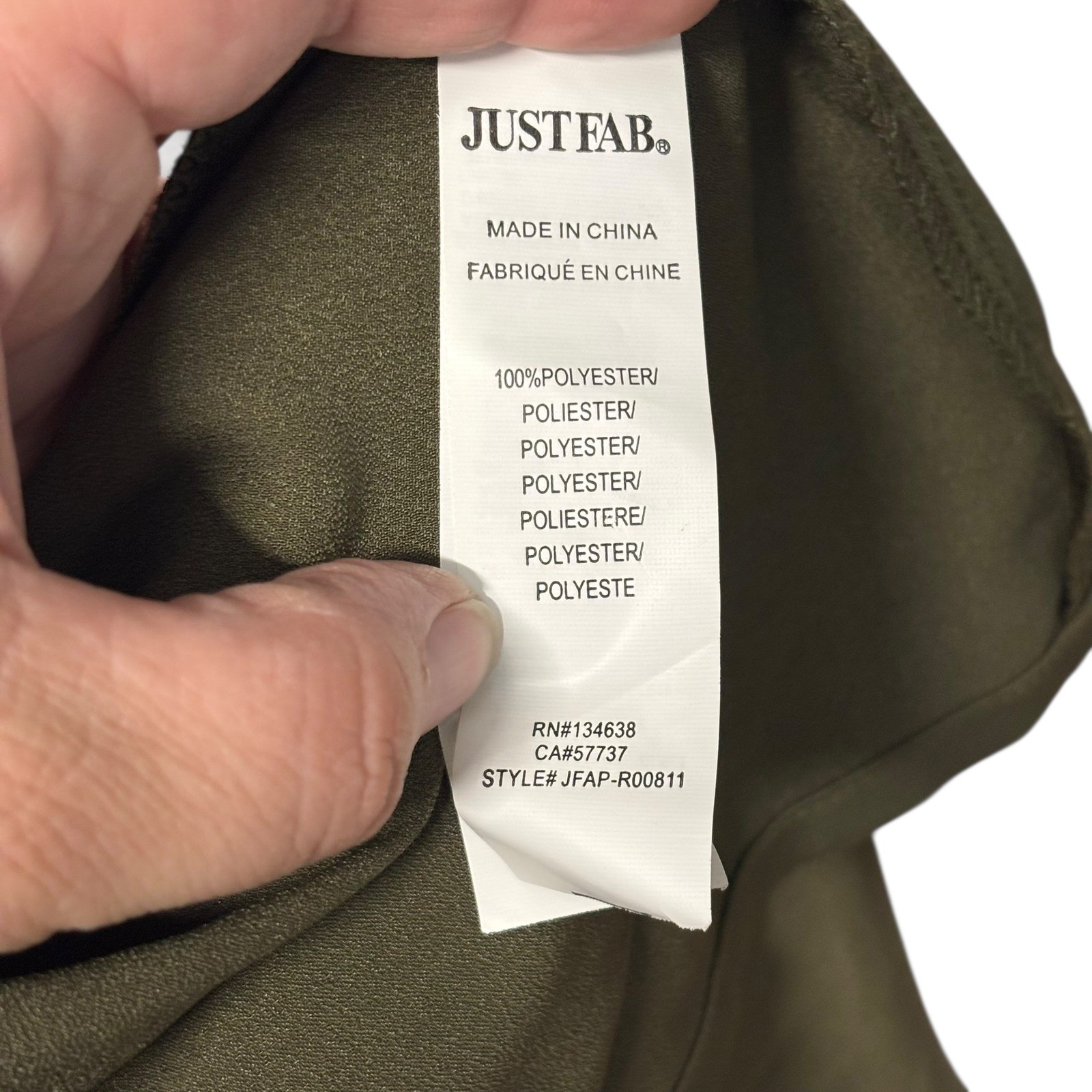 Just Fab Olive Green Button Front Bow Neck Long Sleeve Maxi Dress Womens XL