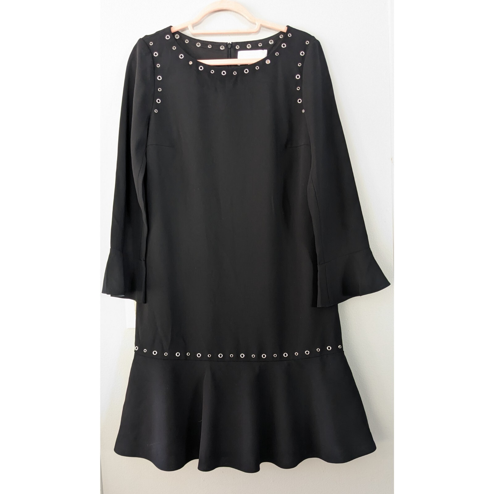 Hugo Boss Henryke Grommet Shift Dress Black 100% Polyester US 6