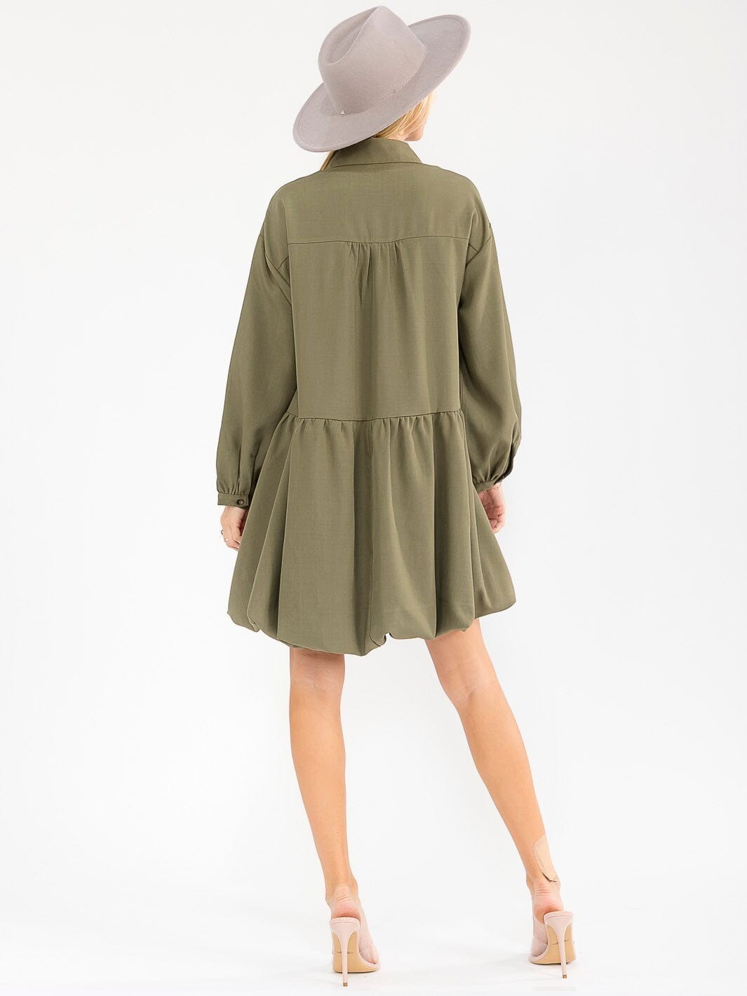 Entro Womens Long Sleeve Button Up Mini Dress Loose Fit Various Colors S M L