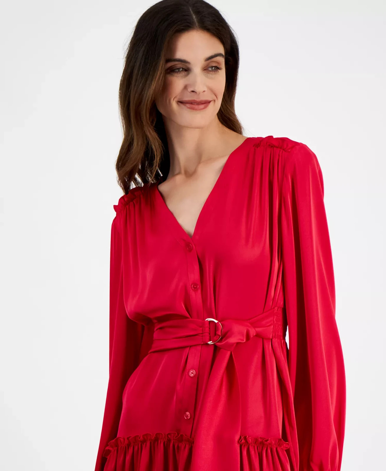 Taylor *Minor Error* Ruffled-Hem Tie-Waist Fit & Flare Dress Pink Size 12 $128